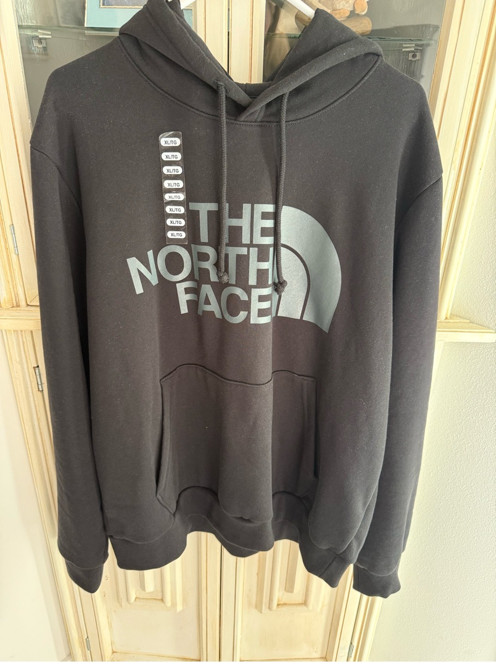 The North Face Black Menβs Crewneck Hoodie with Large Silver Logo